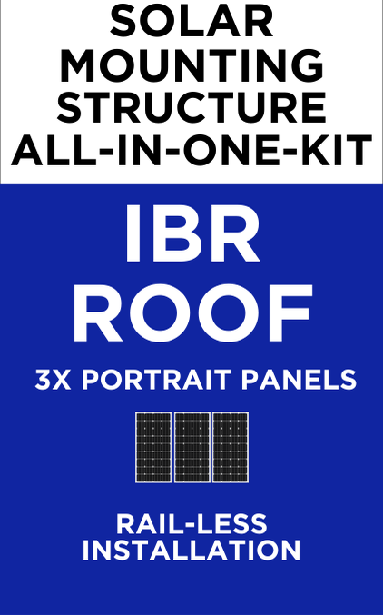 Solar Mounting Structure - IBR Roof - 3 Portrait Panels - Rail-less