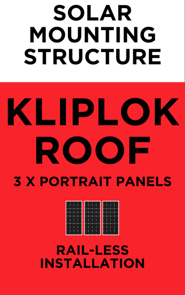 Solar Mounting Structure - KlipLok Roof - 3 Portrait Panels - Rail-less