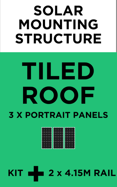 Solar Mounting Structure - Tile Roof - 3 Portrait Panels